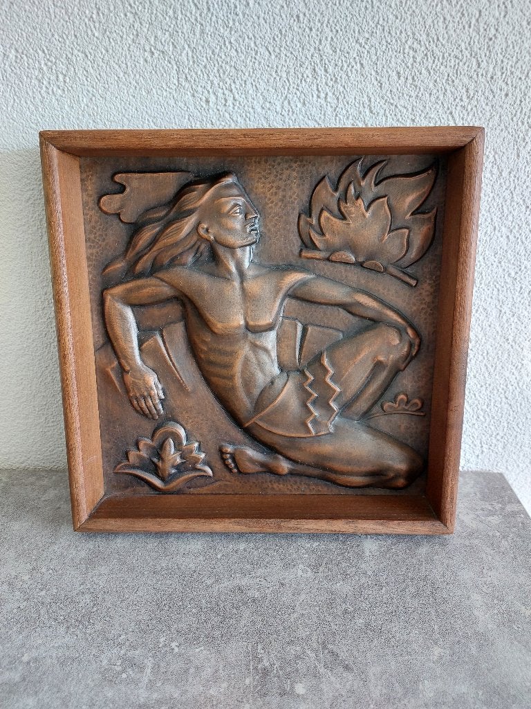 ABDIJ VAN MAREDSOUD RELIEF ZITTENDE MAN ART DECO, Ophalen of Verzenden