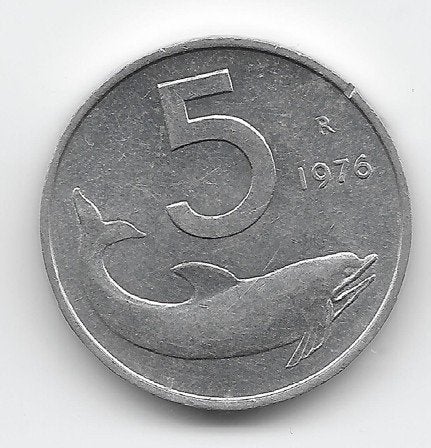 Italië 5 lire 1976 KM# 92, Verzenden, Italië, Losse munt
