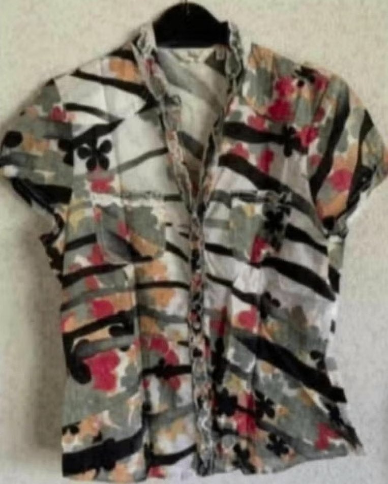 Bloes, blouse, zomerbloesje; 36; miss Etam; 100% katoen, Ophalen of Verzenden, Zo goed als nieuw, Maat 36 (S), Grijs