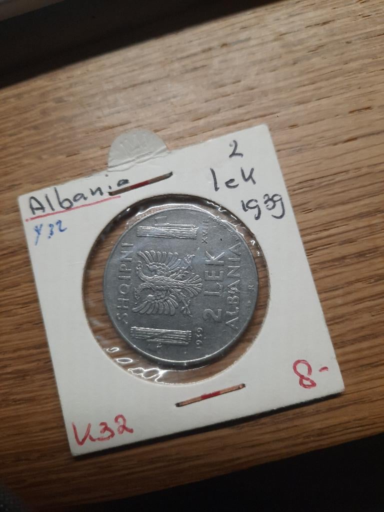 Albanie.  2 Lek 1939, Ophalen of Verzenden, Overige landen