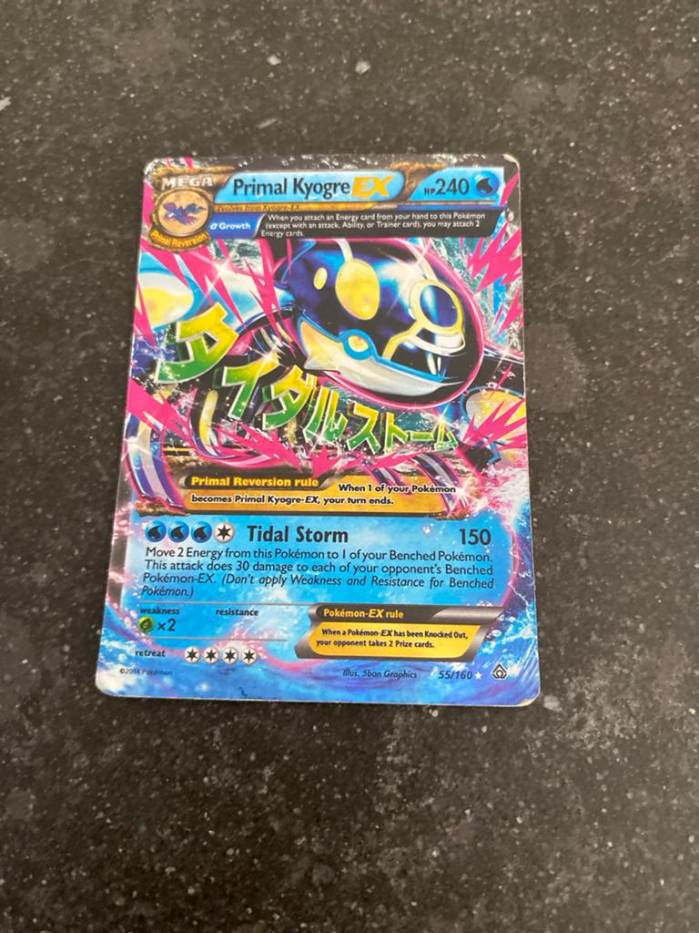 Pokémon Kaart: Primal Kyogre EX (55/160) - Mega, Ophalen of Verzenden, Gebruikt, Losse kaart