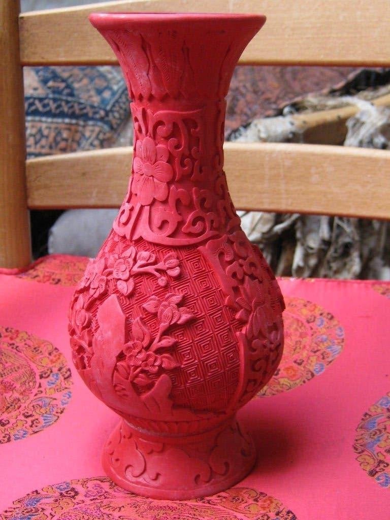 Chinees cinnabar lakvaas vintage, Antiek en Kunst, Verzenden