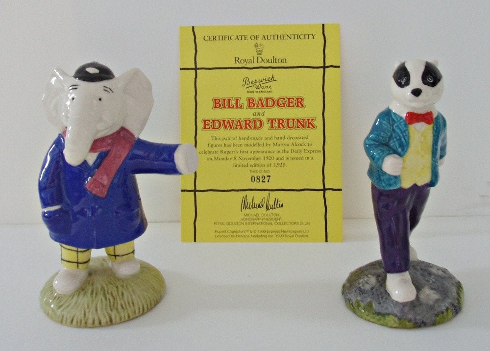 Edward Trunk Bill Badger - Doulton Bruintje Beer Rupert Bear, Verzenden, Zo goed als nieuw, Overige typen