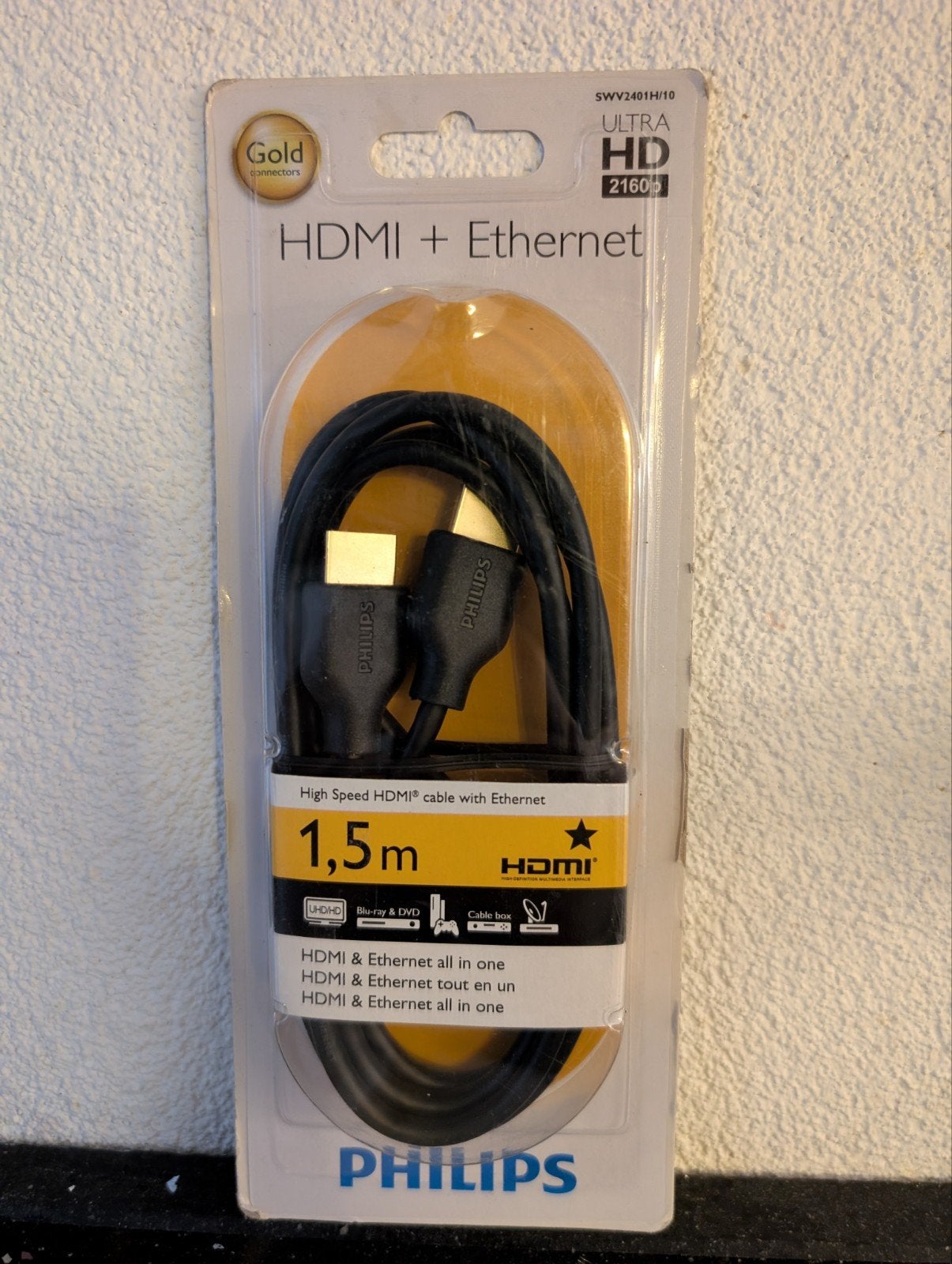 Philips HDMI + Ethernet kabel - 1,5m - Nieuw, Ophalen, Nieuw, Minder dan 2 meter, HDMI-kabel