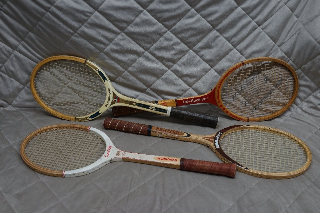 Set van 4 Houten Tennisrackets Kennex Rucanor Pure nostalgie, Ophalen of Verzenden, Racket, Overige merken