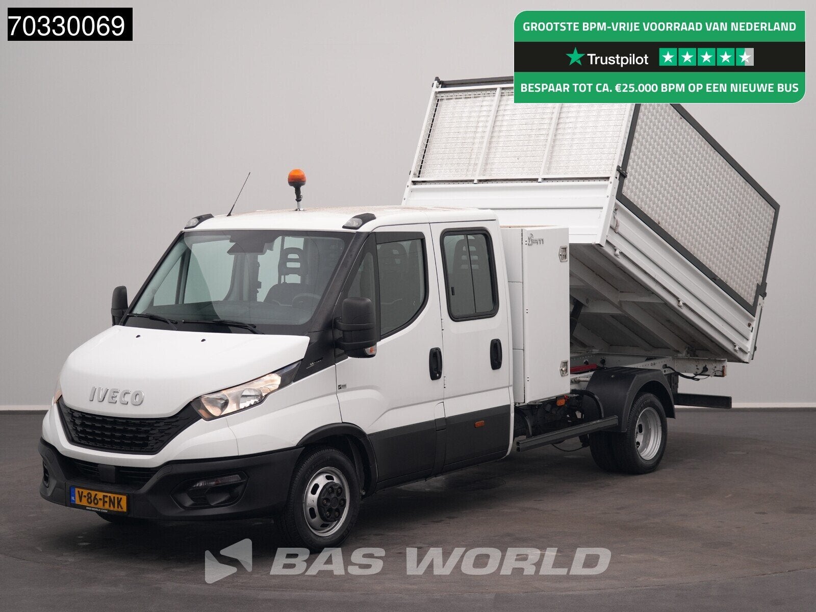 Iveco Daily 35C14 Kipper Dubbel Cabine met Kist Huif Dubbell, Auto's, Bestelauto's, Stof, Gebruikt, Euro 6, Iveco