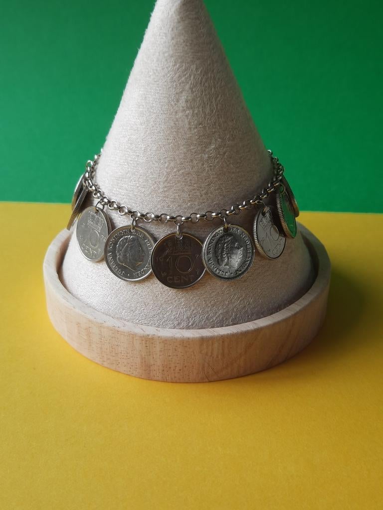 Juliana Dubbeltjes Armband. Max lengte 19cm, Ophalen of Verzenden, Zo goed als nieuw, Zilver, Staal