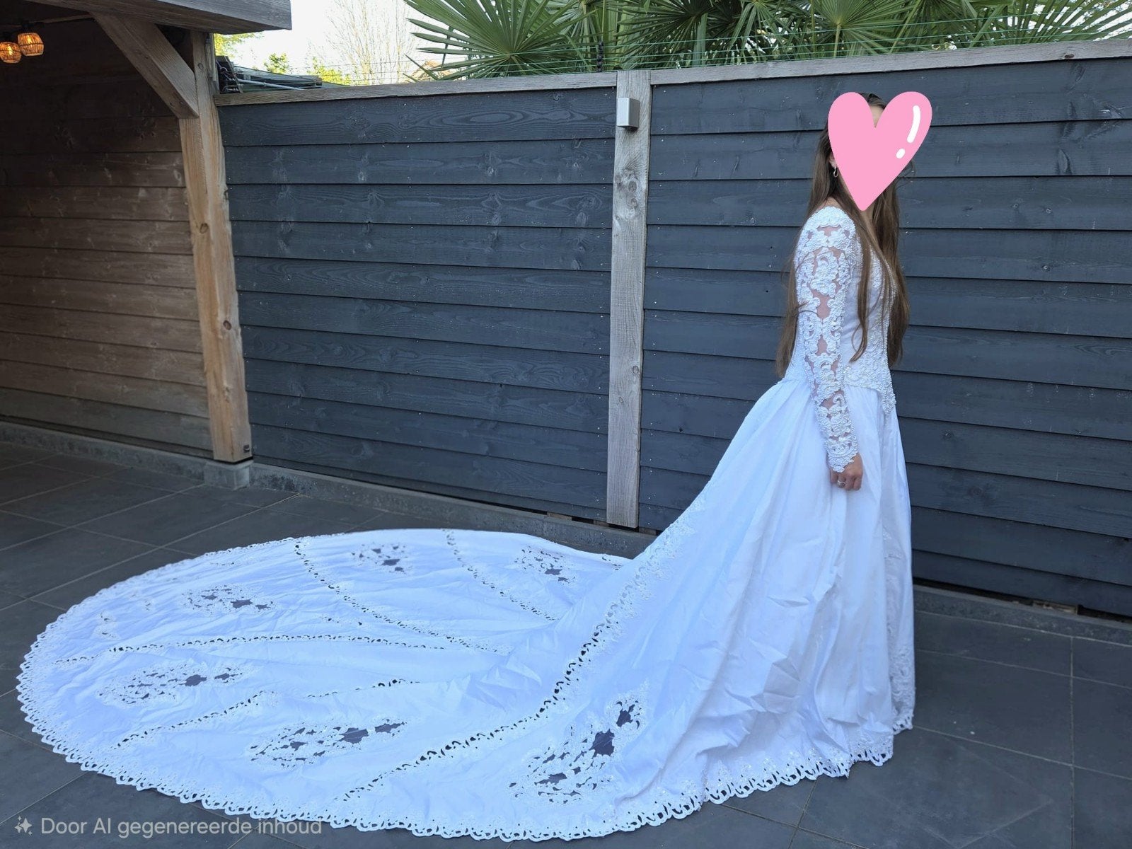 mooi witte Prinsessen trouwjurk met  lange , brede sleep, Ophalen, Gedragen, Wit, Trouwjurk