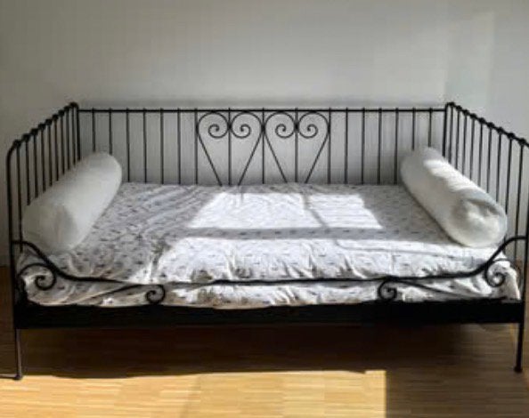 Zwart metalen eenpersoons IKEA ledikant romantisch, Ophalen, 90 cm, Eenpersoons, Zwart