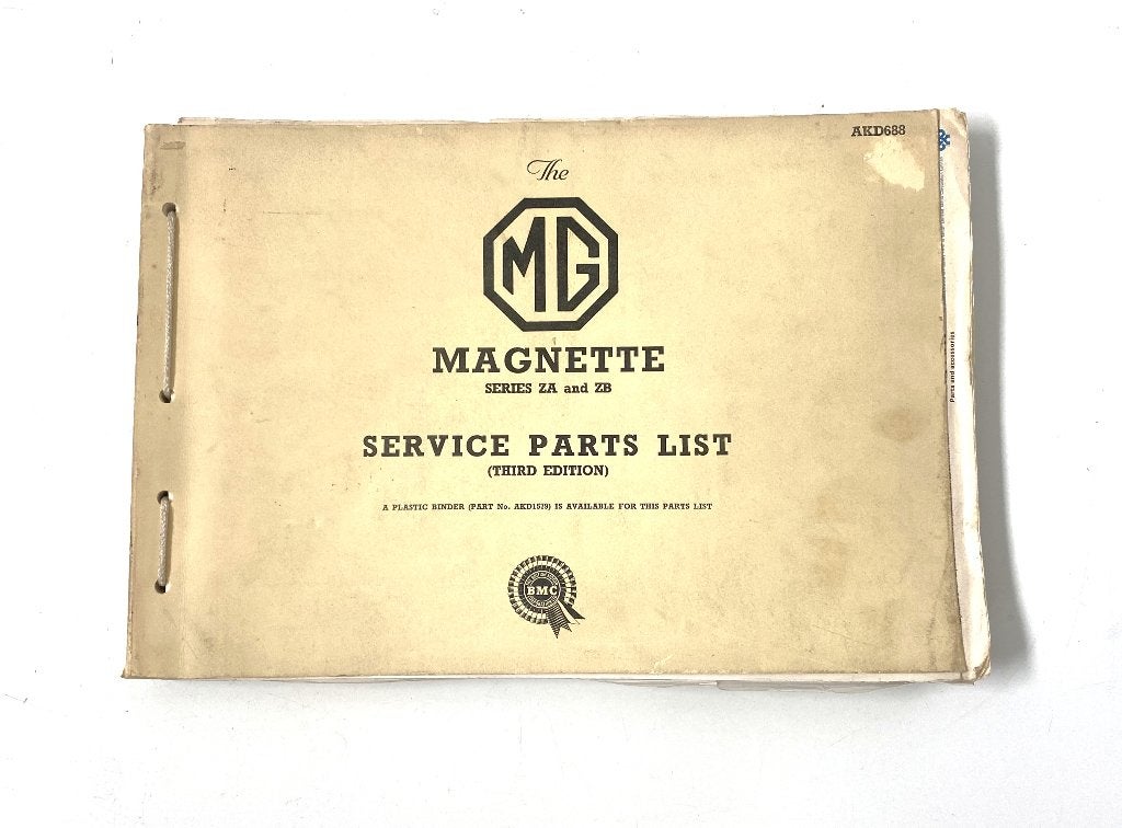 MG Magnette service parts list 1958, Boeken, Auto's | Boeken, Verzenden, Gelezen, Overige merken