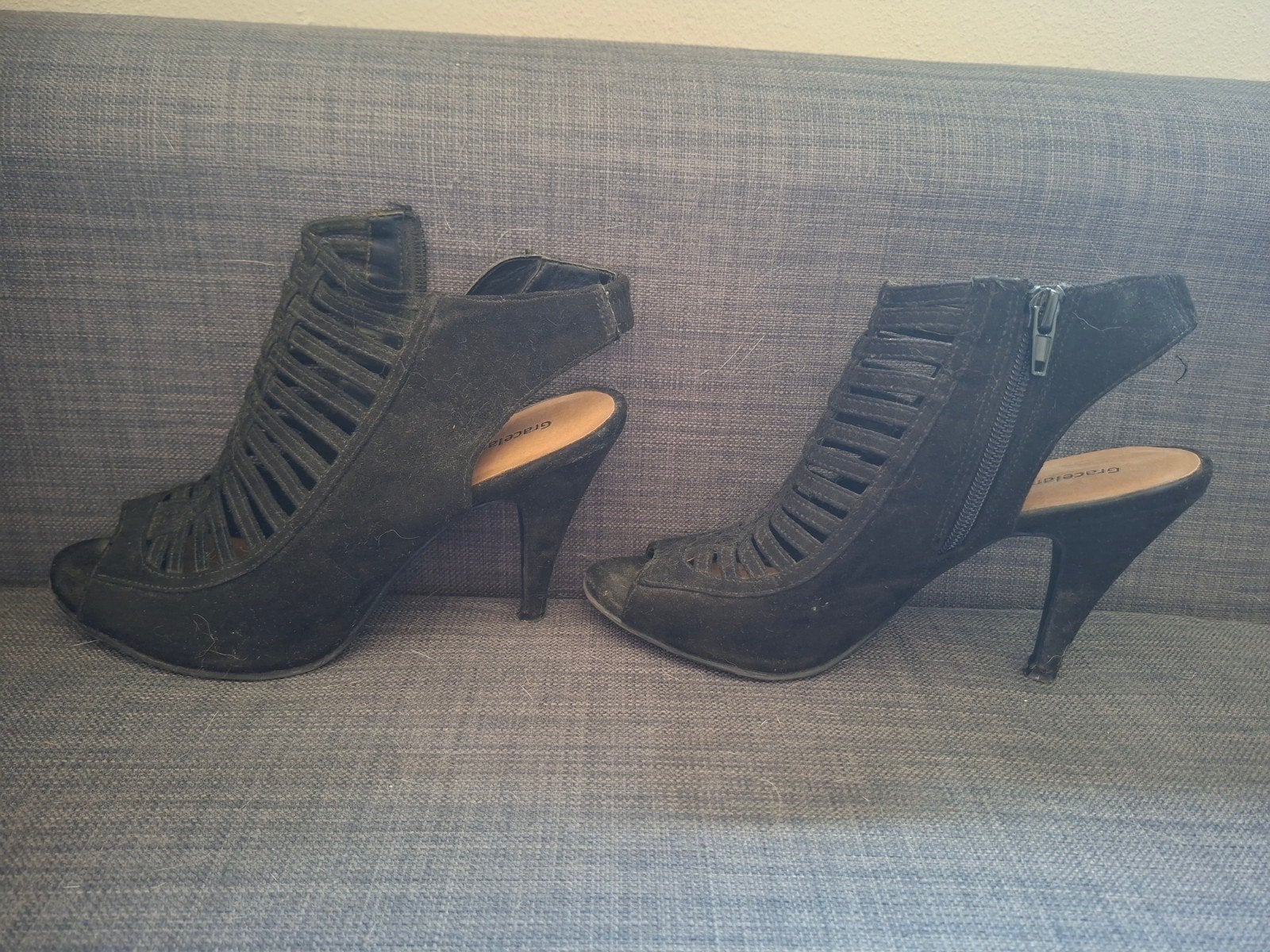 Graceland Zwarte Peep-Toe Enkellaarsjes Maat 38, Zwart, Overige typen, Ophalen of Verzenden, Graceland