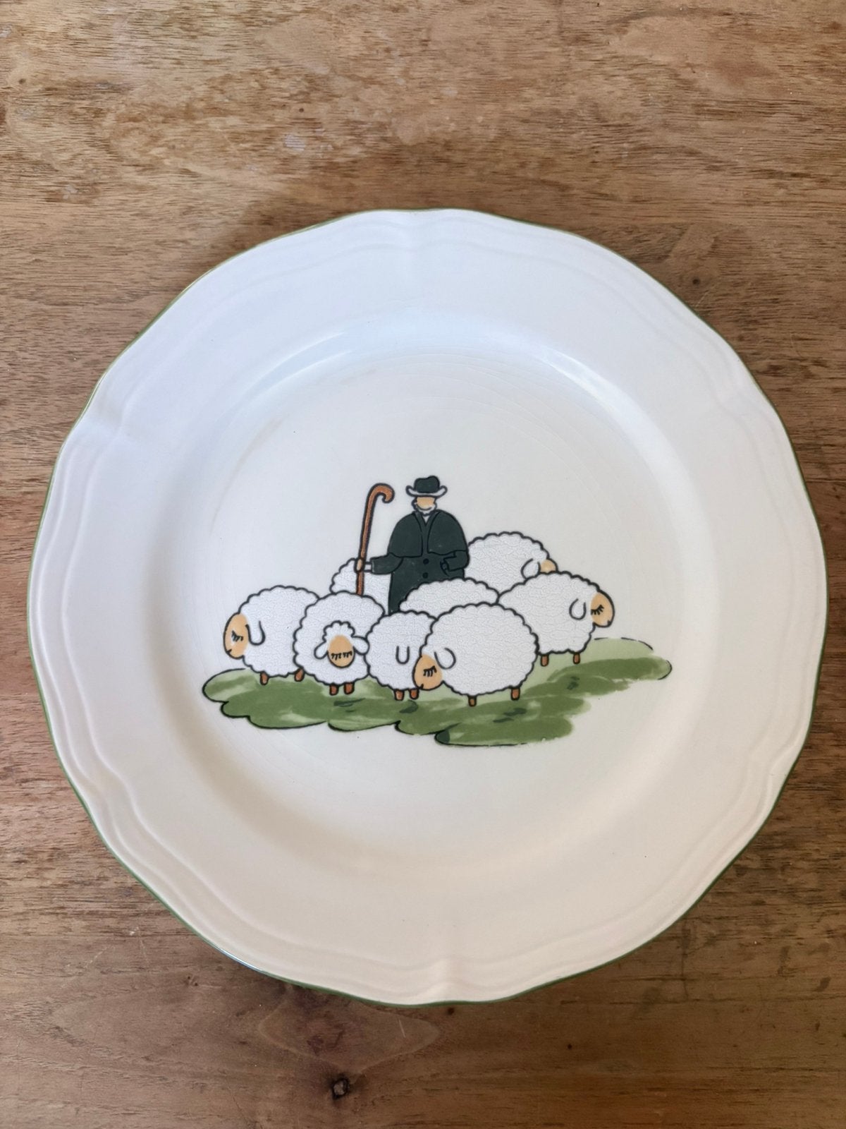 4 Zeller Fayencerie schaapjes borden  20 cm, Gebruikt, Overige merken, Ophalen of Verzenden, Bord(en)