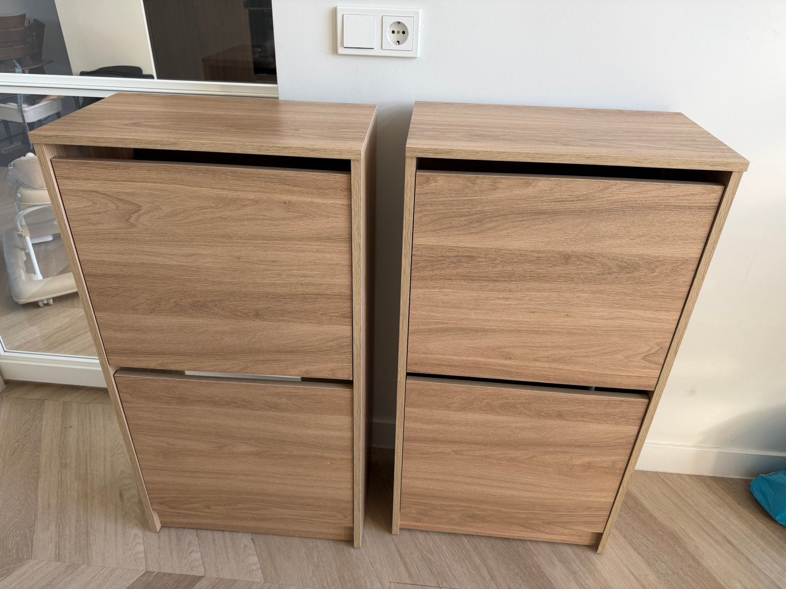 Bissa schoenenkast 2 vaken eiken licht hout, Huis en Inrichting, Kasten | Schoenenkasten, Ophalen, Gebruikt