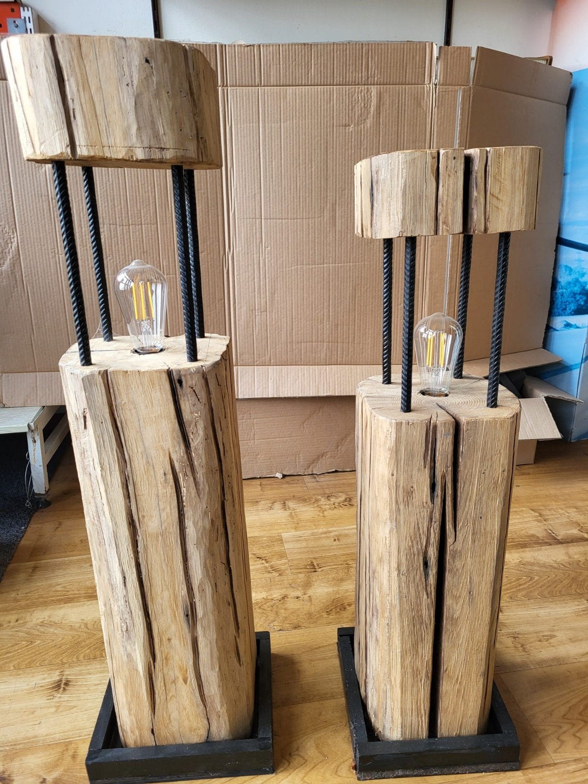 Unieke staande lampen van oude gebinten, Ophalen, Gebruikt, Hout, Minder dan 100 cm