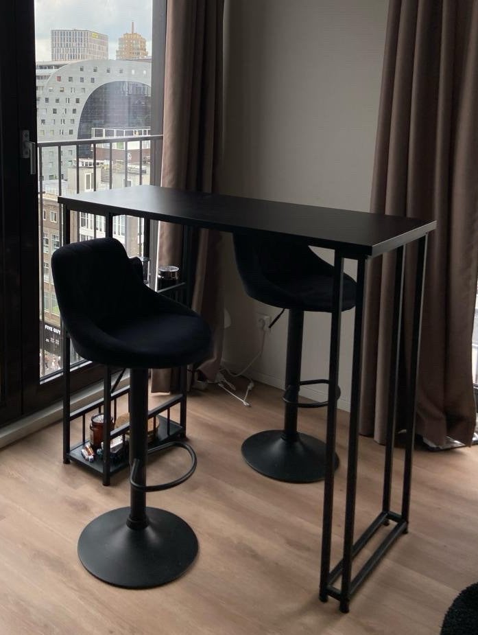 Bartafel- en krukken set, Huis en Inrichting, Barkrukken, Ophalen, Zo goed als nieuw, 90 cm of meer, 2 krukken