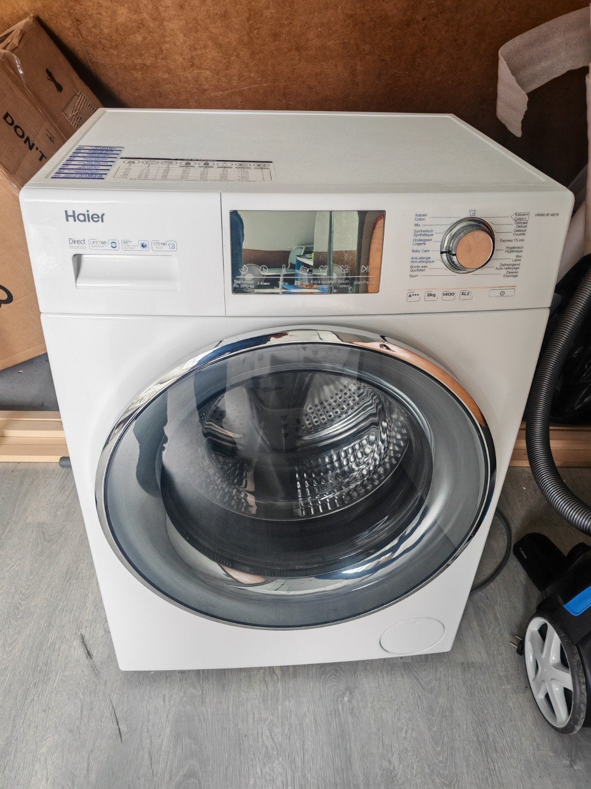 Haier HW80-B14876 Wasmachine 8kg A+++ Direct Motion, Ophalen, 1200 tot 1600 toeren, Gebruikt, 8 tot 10 kg