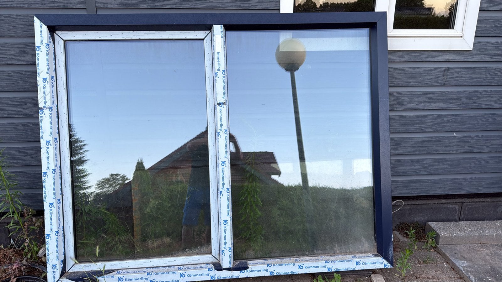 Nieuw dubbel glas raam, marineblauw, 204x154 cm, Doe-het-zelf en Verbouw, Glas en Ramen, Ophalen, Gevelraam of Ruit, 120 tot 160 cm