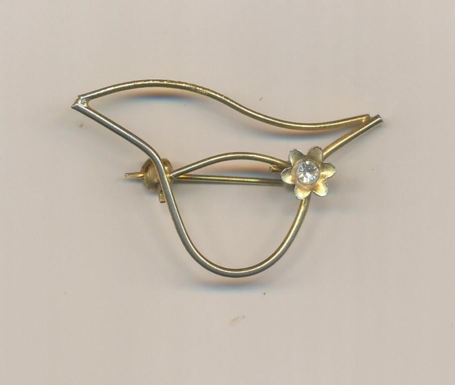Vintage Modernistische Broche Abstracte Vogel Jaren '50/'60, Overige materialen, Gebruikt, Verzenden, Goud