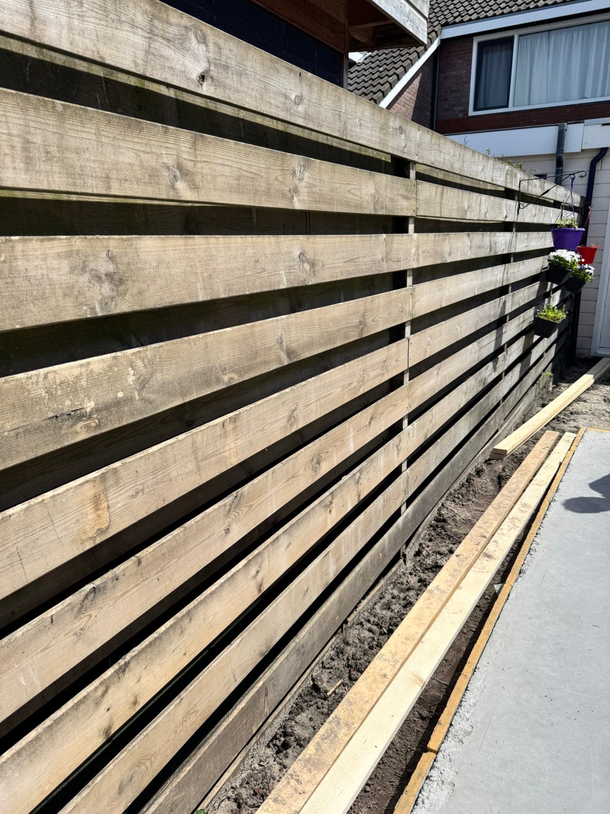 Houten schutting 9meter, Tuin en Terras, Schuttingen, Ophalen, 6 meter of meer, Hout, 1 tot 2 meter