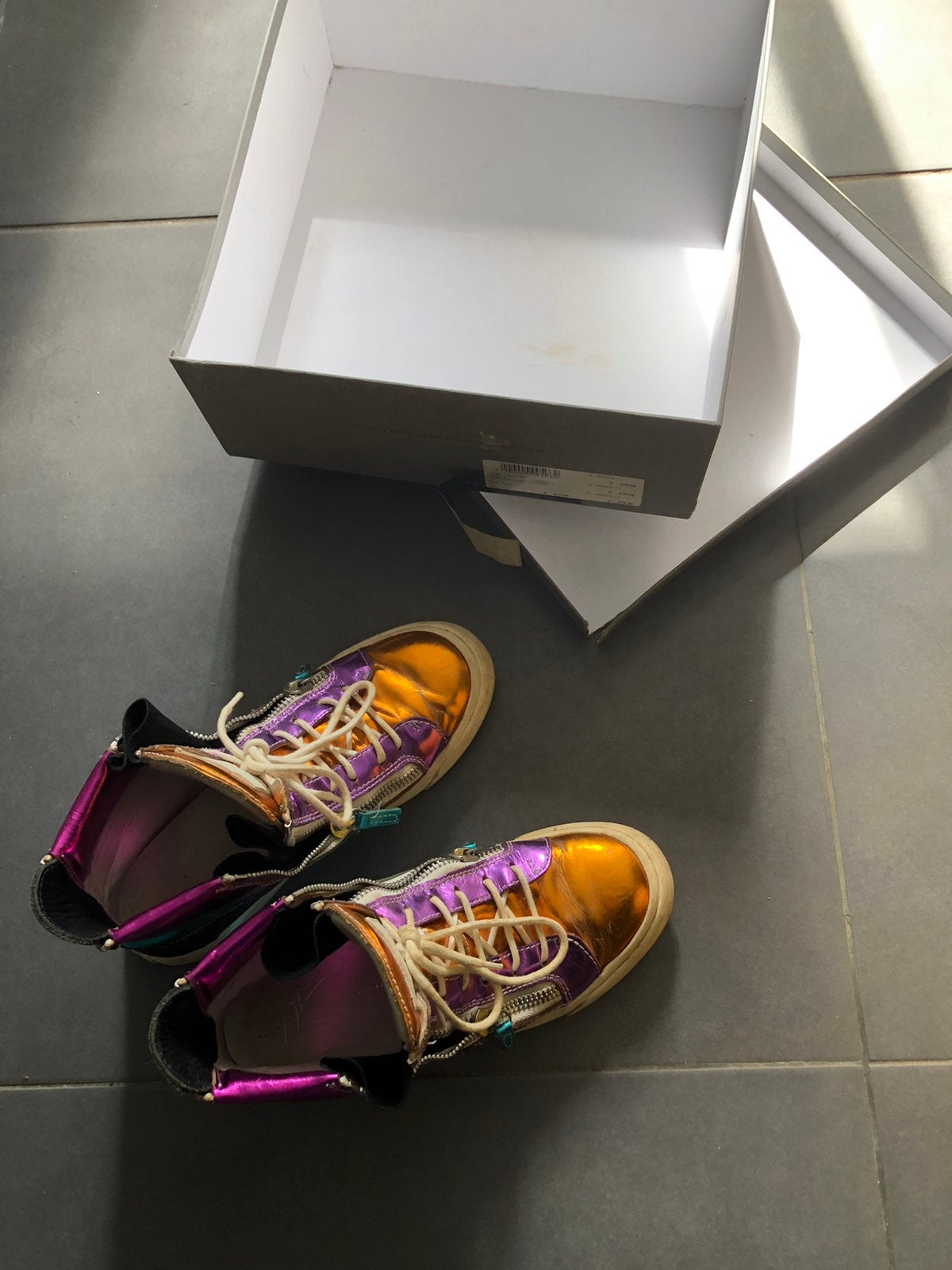 Oude Giuseppe Zanotti metalic sneakers mt 38, Ophalen of Verzenden, Gebruikt
