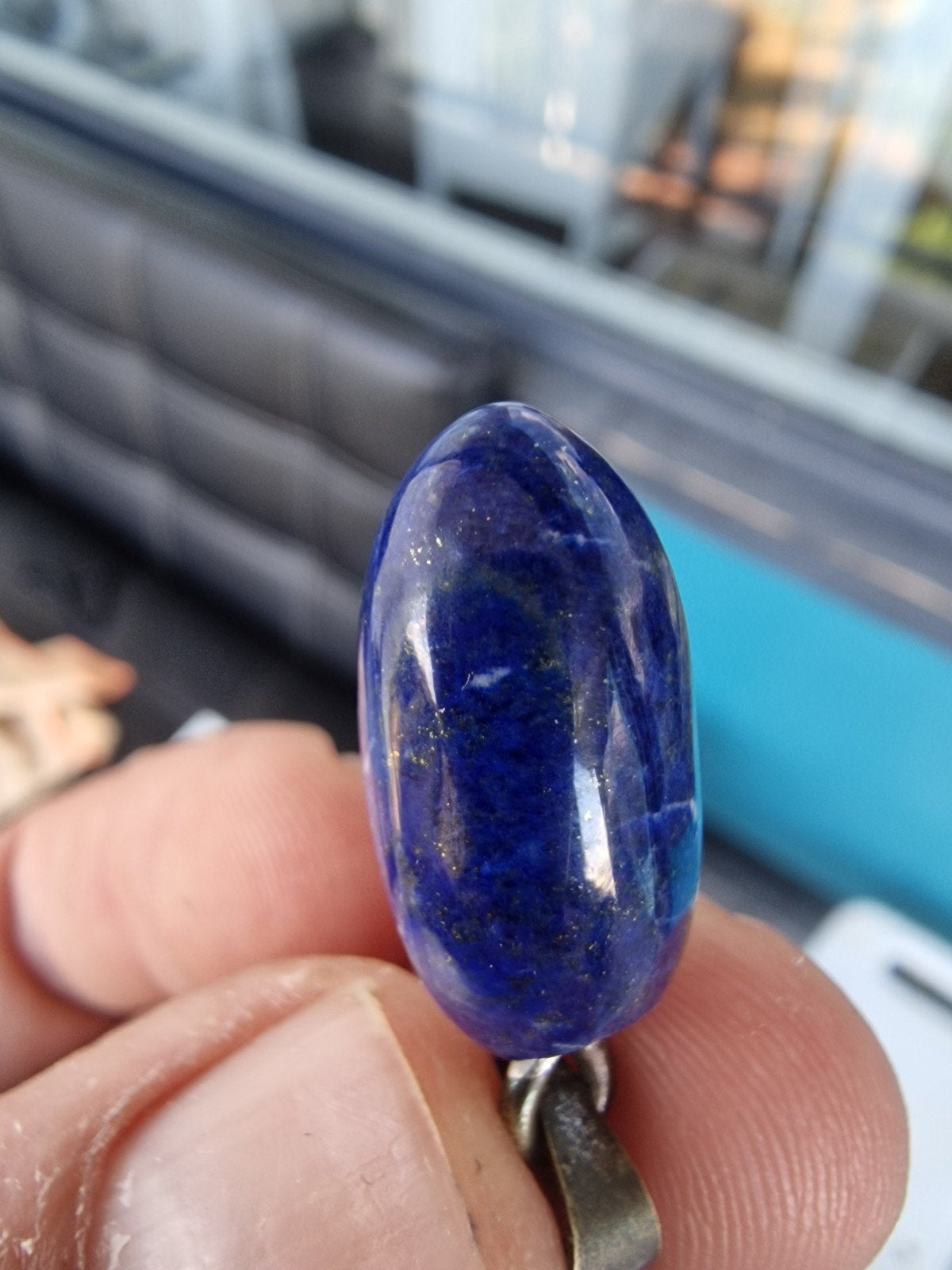 Lapis Lazuli Koperen Hanger N749 - 5g, 35x10x10mm, Overige materialen, Overige kleuren, Csj, Nieuw