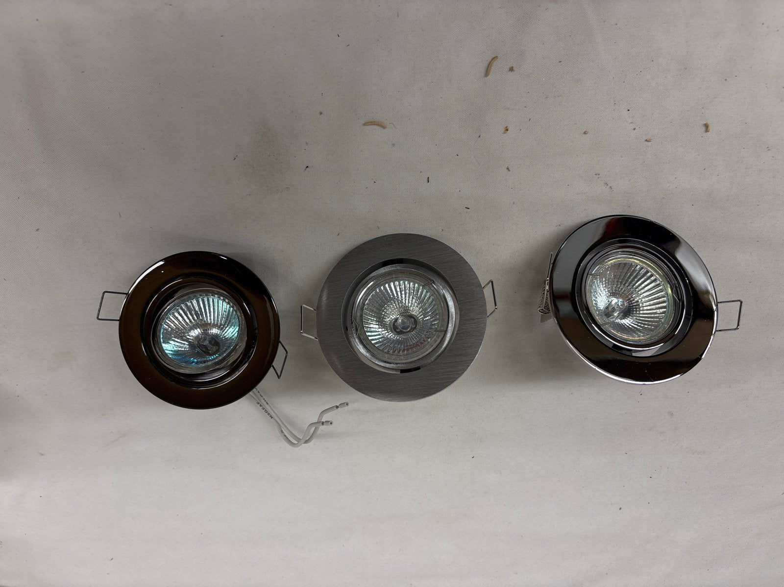 Set van 3 nieuwe Inbouwspots - Chroom, RVS en Brons, Halogeen, Verstelbaar, GU10, Nieuw