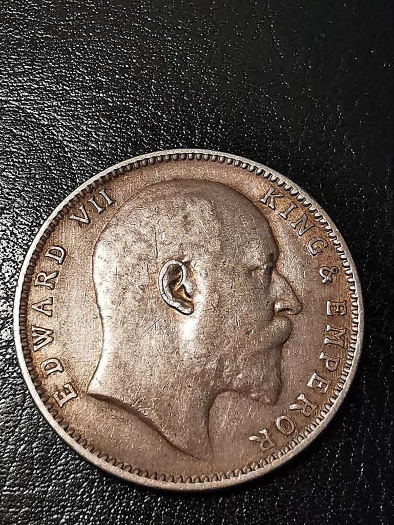 Zilveren Rupee India 1907 - Edward VII, Postzegels en Munten, Ophalen of Verzenden, Zuid-Azië, Losse munt, Zilver