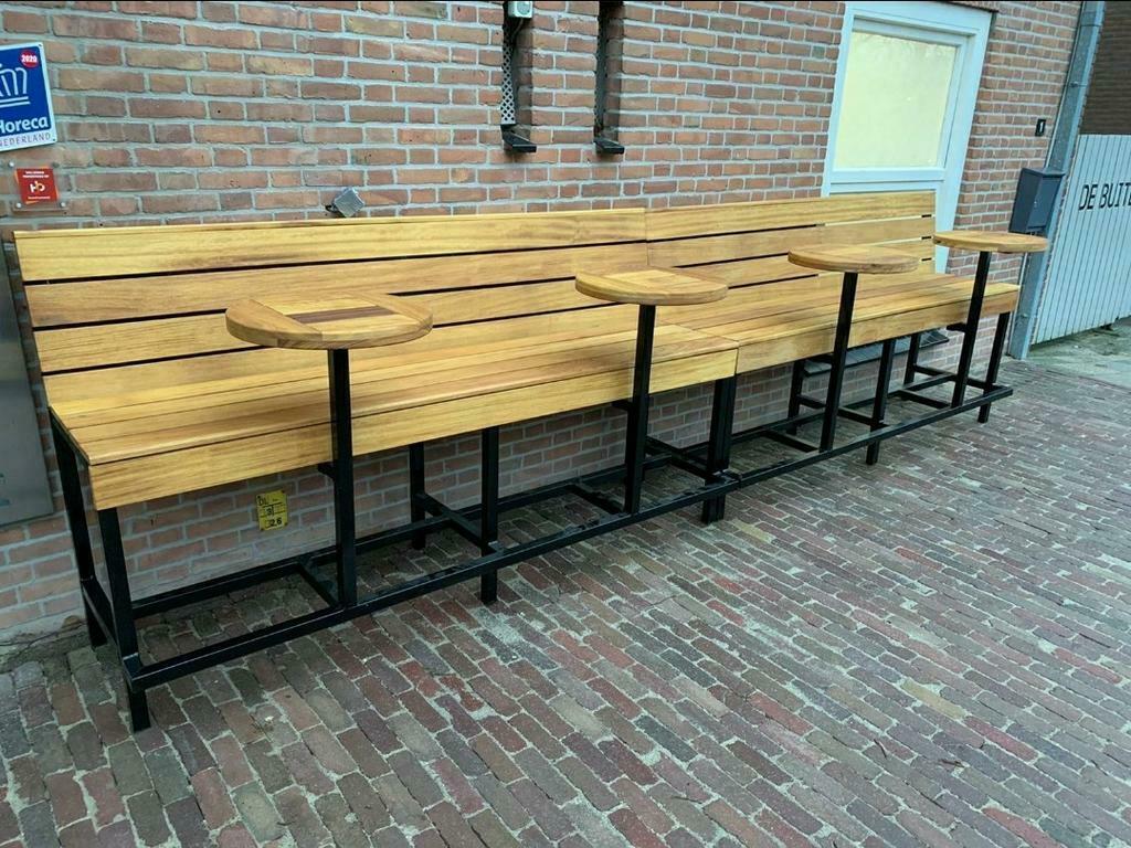 Terras wand banken op maat gemaakt!!! staal en hout horeca!!, Tuin en Terras, Tuinsets en Loungesets, Ophalen of Verzenden, Nieuw