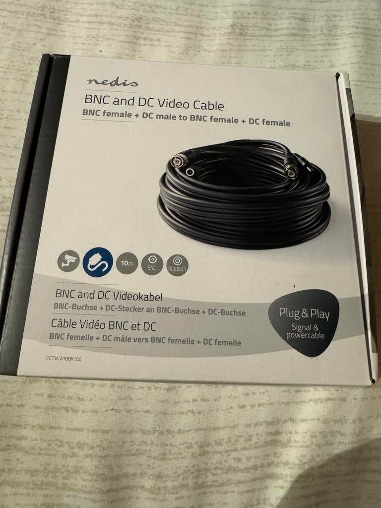 BNC en DC Video kabel / NIEUW / beveiligingscamera kabel set, Ophalen of Verzenden, Nieuw, Buitencamera