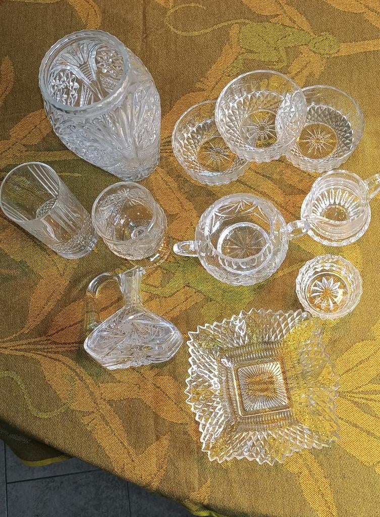 Antieke Kristallen Glas Verzameling 11 stuks, Antiek en Kunst, Antiek | Glas en Kristal, Ophalen of Verzenden