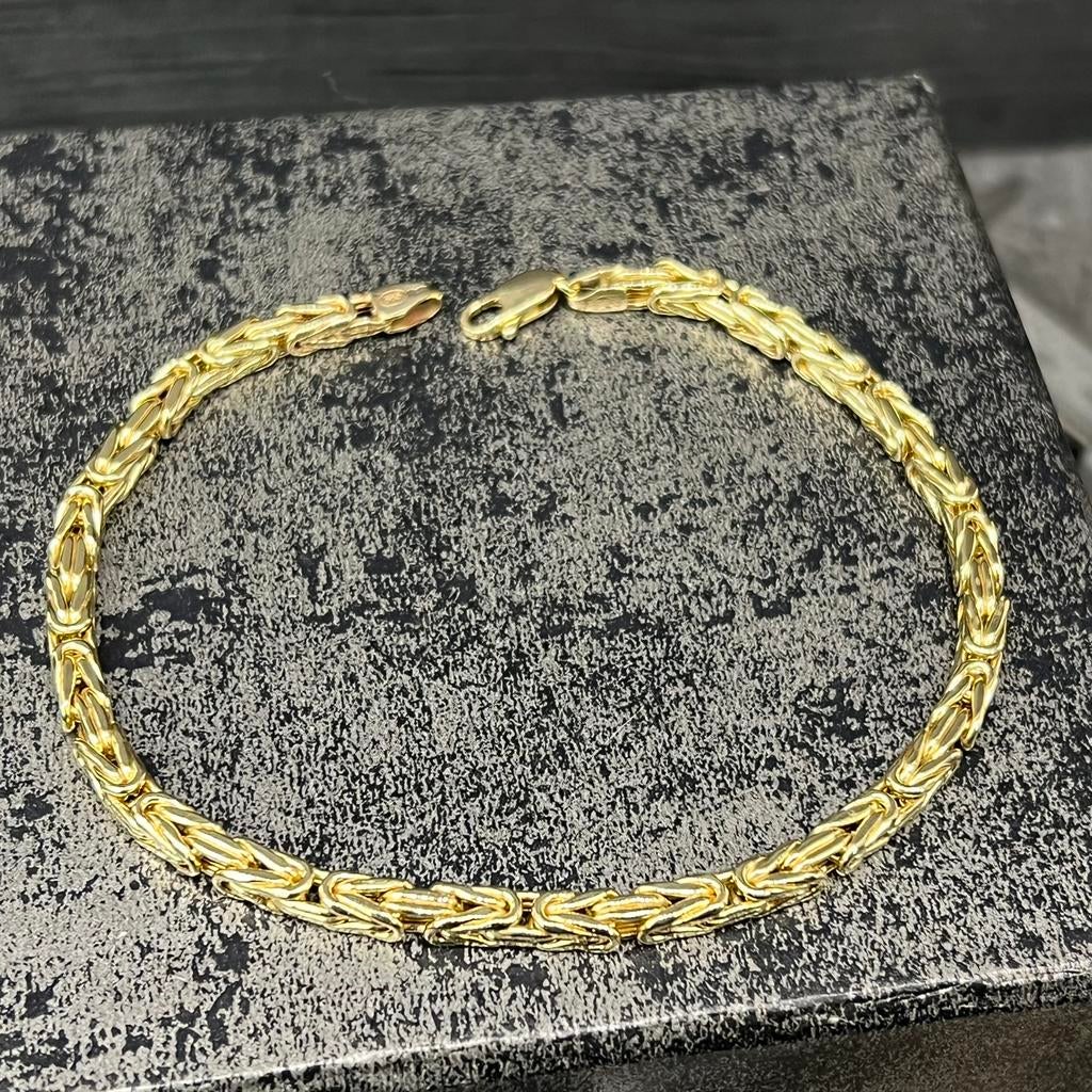 14k gouden armband koningsschakel italy, Ophalen of Verzenden, Nieuw, Goud