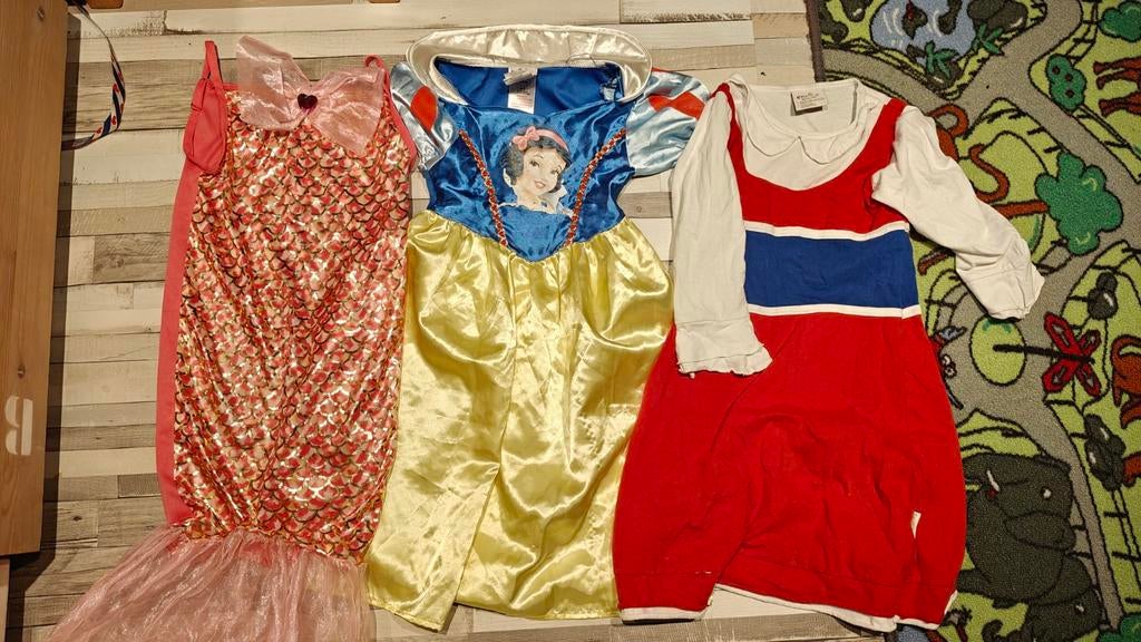 3x verkleedkleren 98-110 Efteling zeemeermin Assepoester, Ophalen of Verzenden, Zo goed als nieuw, Meisje