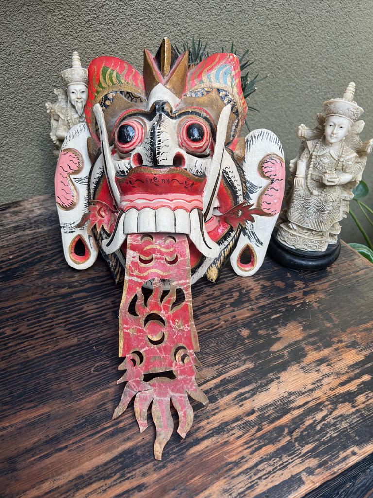 Masker Rangda Balinese Indonesische houtsnijwerk masker, Antiek en Kunst, Ophalen of Verzenden