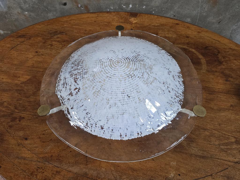 Jaren 70 Kalmar Design Plafond Lamp Wit Vintage Plafonniere, Ophalen of Verzenden, Gebruikt, Glas, Vintage Retro Space Age Mid Century Design