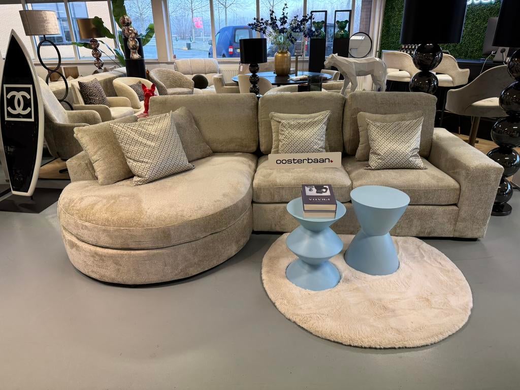 Luxe Velvet Teddy Loungebank Nepal Round 180x290cm NIEUW NEW, 250 tot 300 cm, Venus 31 8448CE Heerenveen, Hoekbank, Ophalen of Verzenden