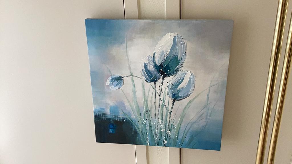 Blauw schilderij, canvasdoek, Ophalen of Verzenden