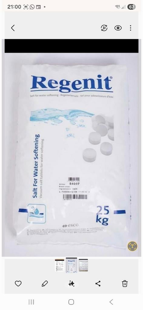Regenit onthardingszout  zie advertentie!.. zout tabletten, Witgoed en Apparatuur, Waterontharders, Nieuw, Waterontharder met zout
