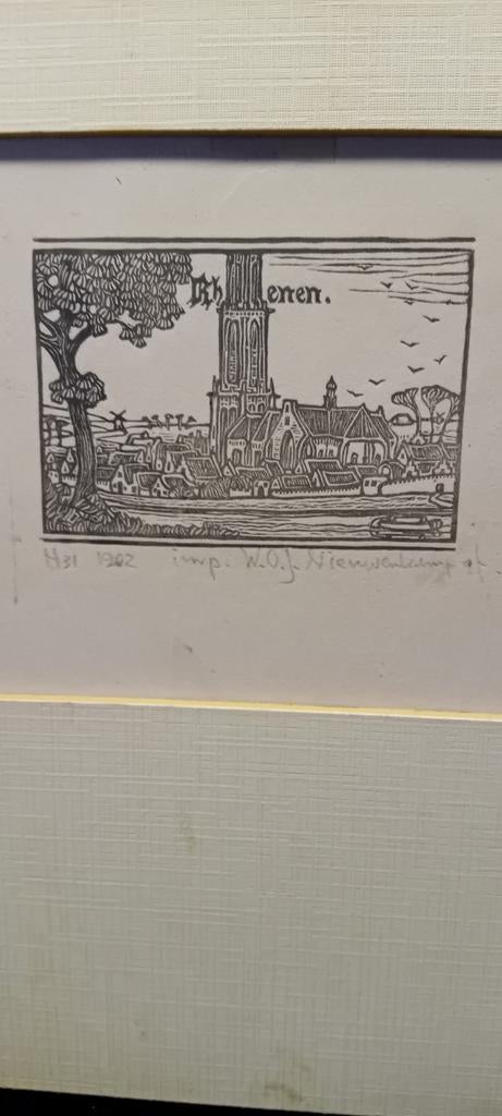 W.O.J. NIEUWENKAMP.  Kleine houtsnede Rhenen., Ophalen of Verzenden
