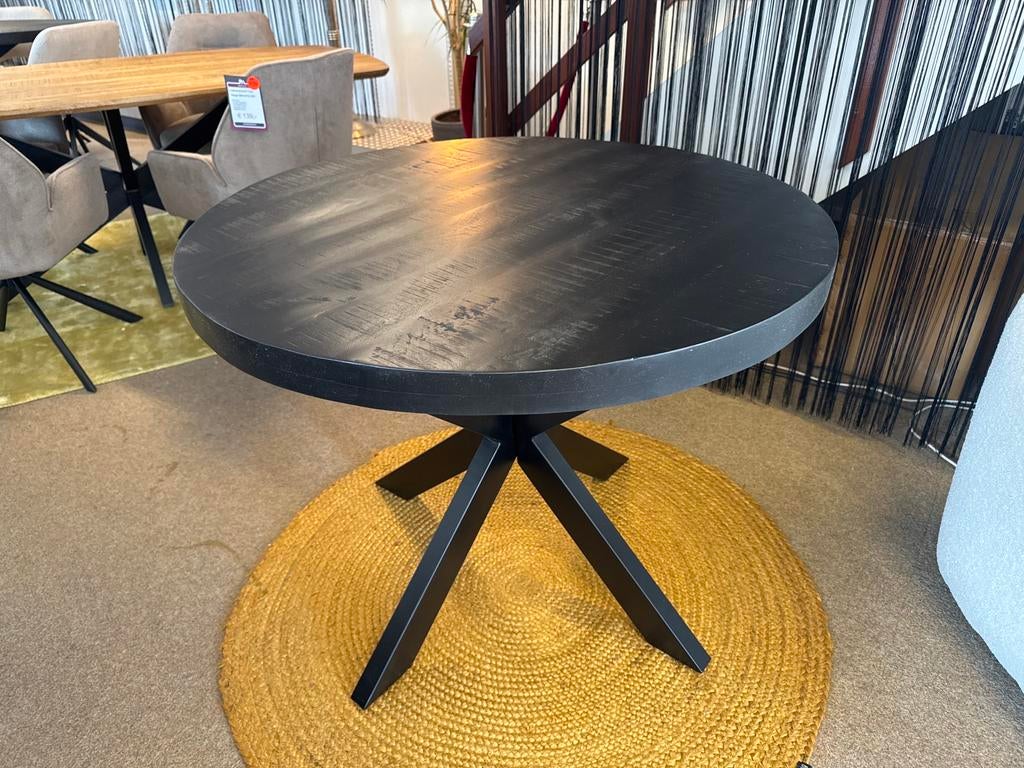 Eettafel rond 100cm Zwart mango Direct/Leverbaar E-7201, 50 tot 100 cm, Nieuw, Mwonenenslapen, Mwonenenslapen@ziggo.nl