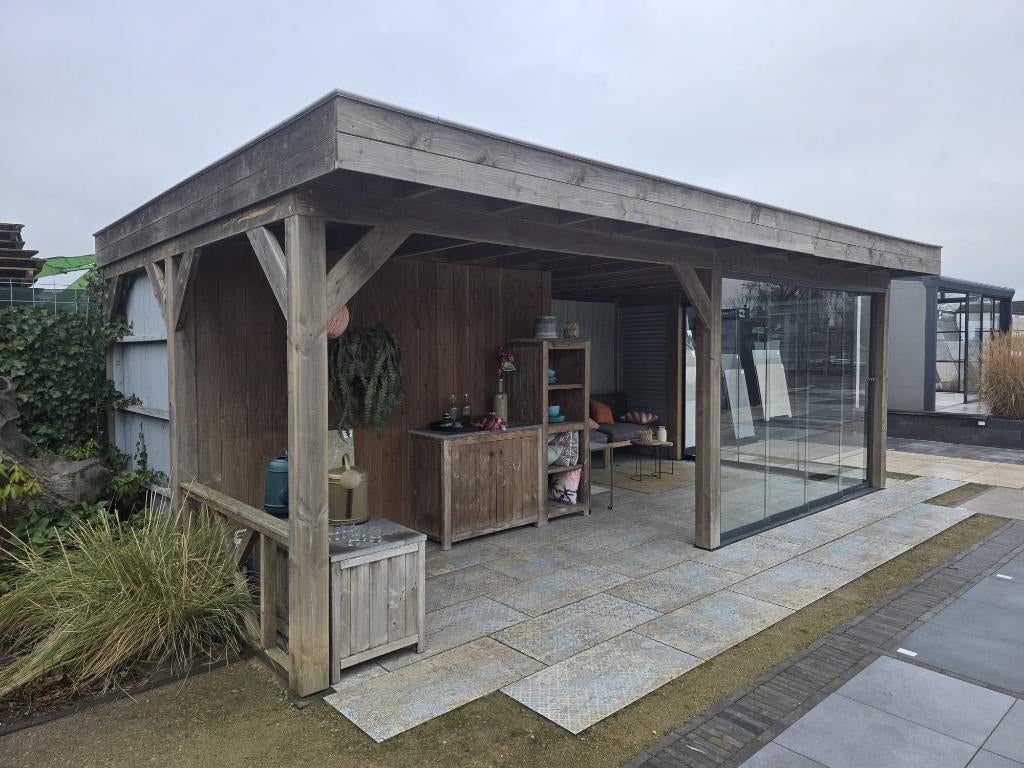 Douglas overkapping showmodel 700x400cm, Tuin en Terras, Overkappingen, Ophalen, Gebruikt, Veranda