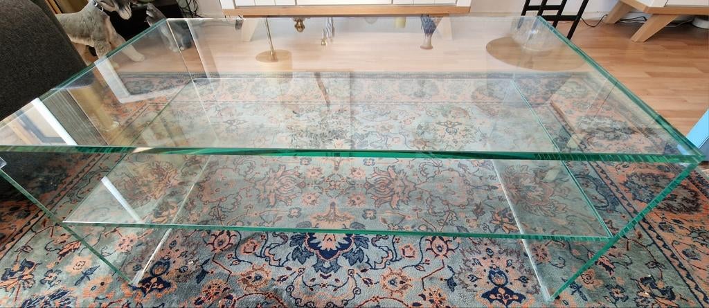 Op maat gemaakte glazen salontafel te koop, Huis en Inrichting, Tafels | Salontafels, Ophalen, 100 tot 150 cm, 50 tot 100 cm, Glas