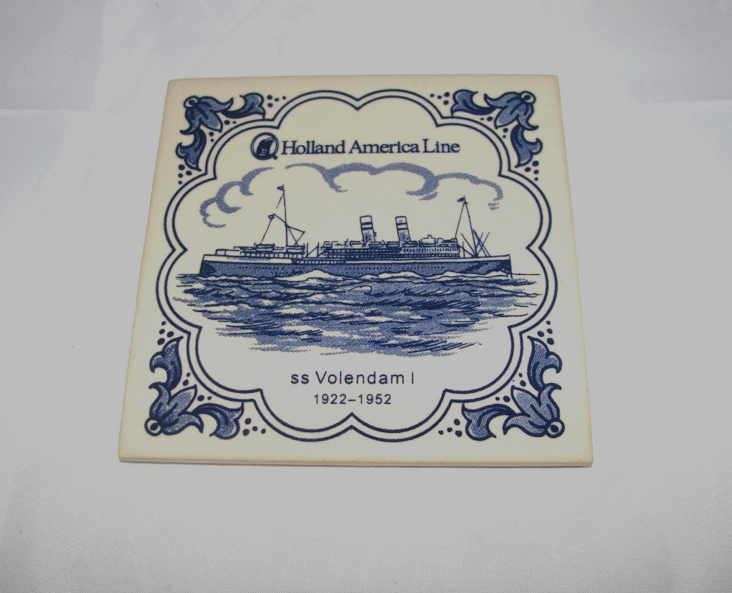 Holland America Line tegel onderzetter met kurken onderzijde, Verzamelen, Ophalen of Verzenden, Zo goed als nieuw, Motorboot, Overige typen