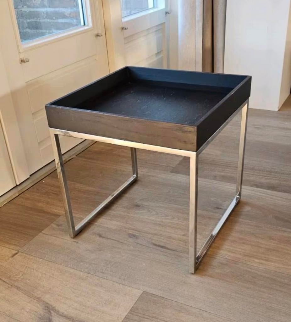 Vintage Wengé design bijzettafeltje, Huis en Inrichting, Tafels | Bijzettafels, Ophalen, Zo goed als nieuw, Vierkant, Minder dan 55 cm