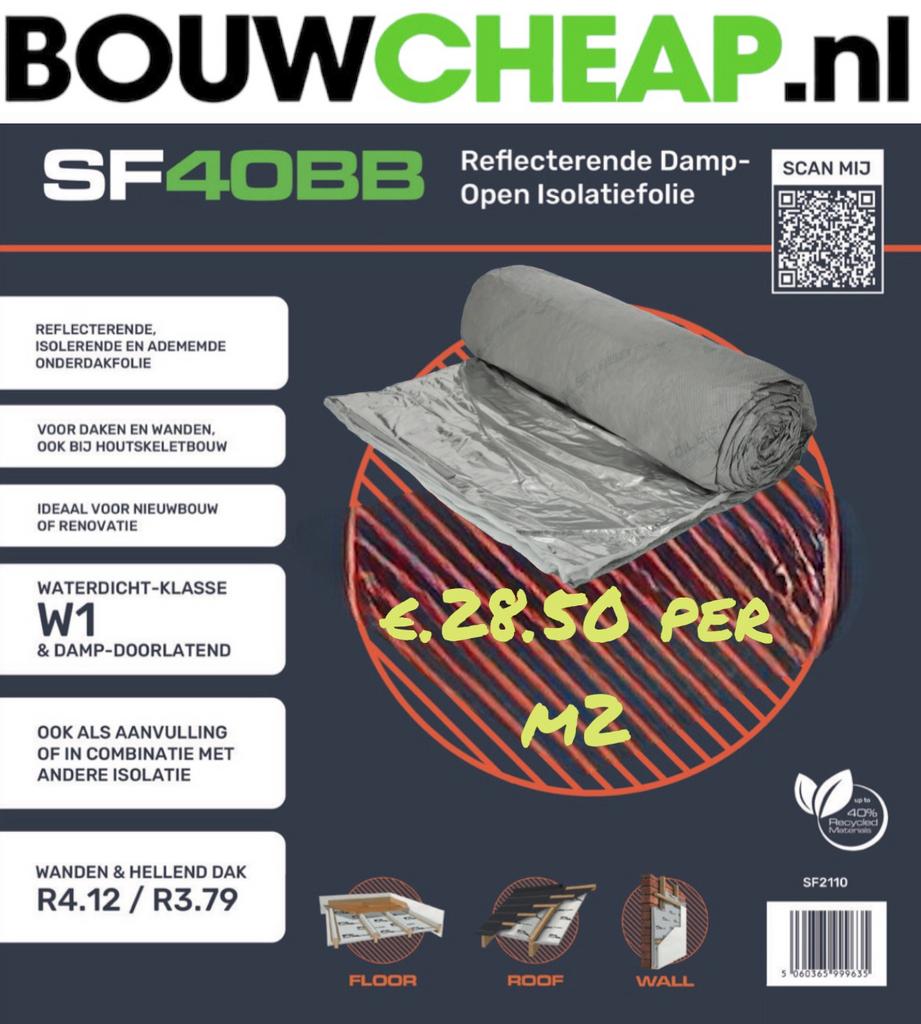 Subsidie isolatie bij Bouwcheap goedkoop SF40BB origineel !, Doe-het-zelf en Verbouw, Isolatie en Afdichting, Ophalen of Verzenden