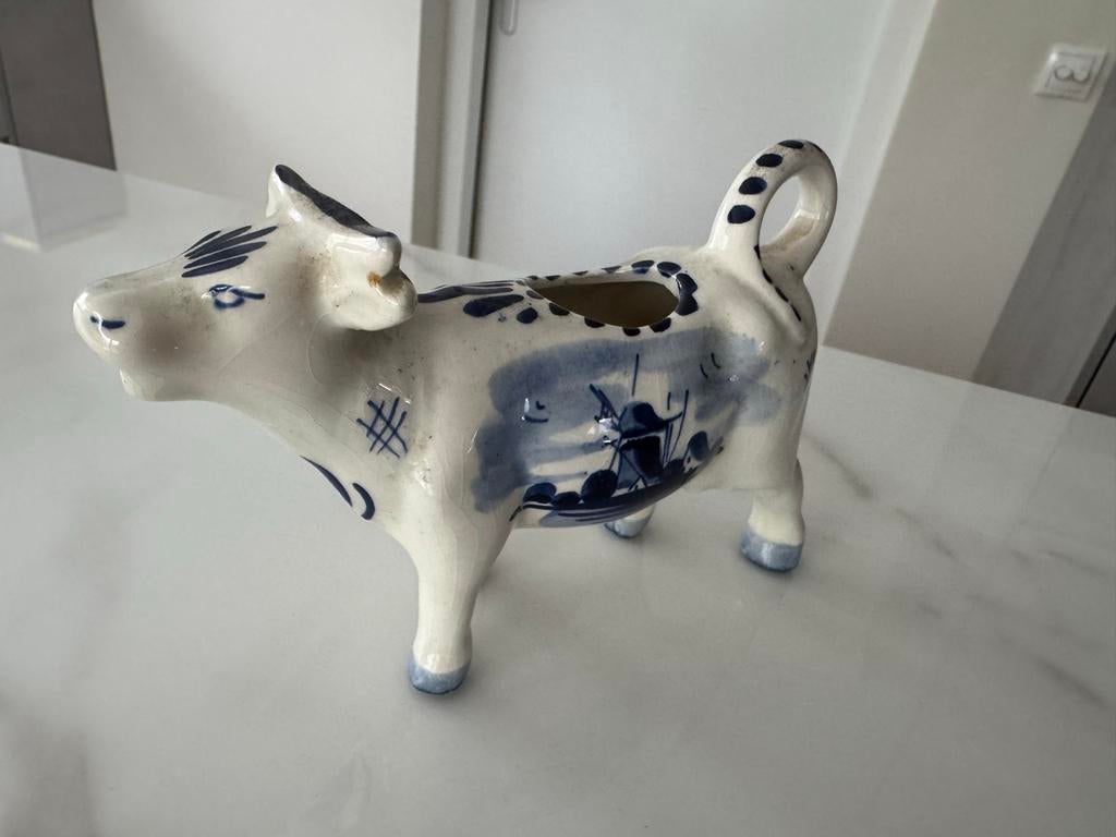 Delfts Blauw Melkkan Koe, Ophalen of Verzenden, Gebruikt, Porselein of Keramiek
