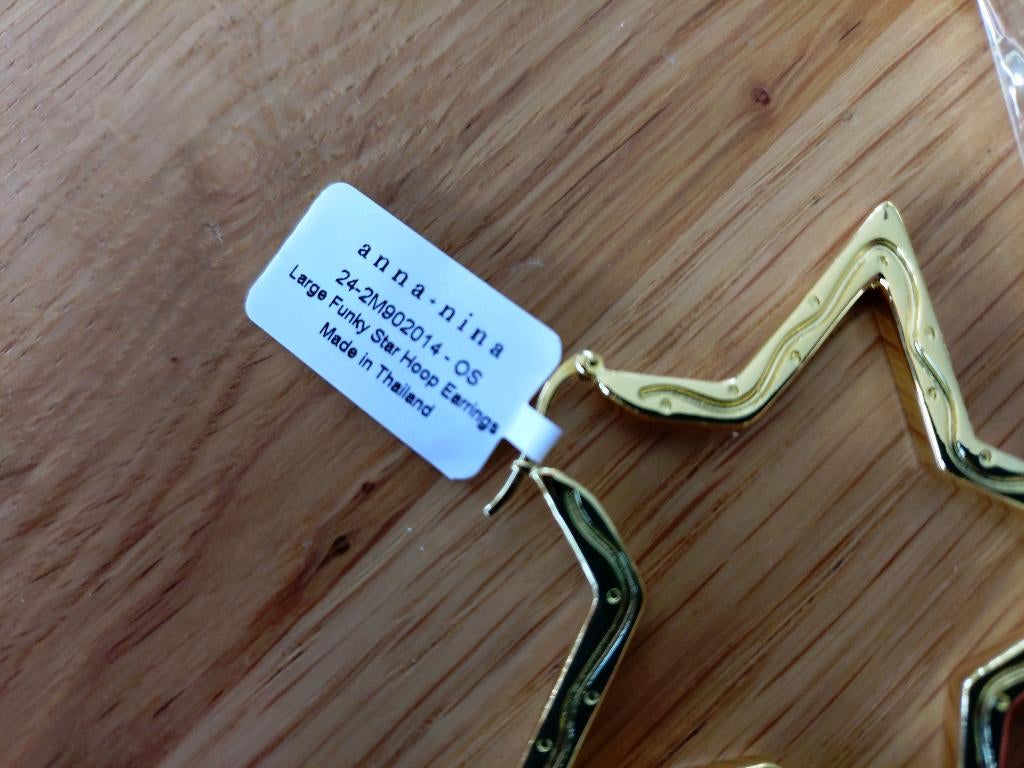 Oorbellen Anna+Nina funky star, Sieraden, Tassen en Uiterlijk, Ophalen, Nieuw, Goud, Goud