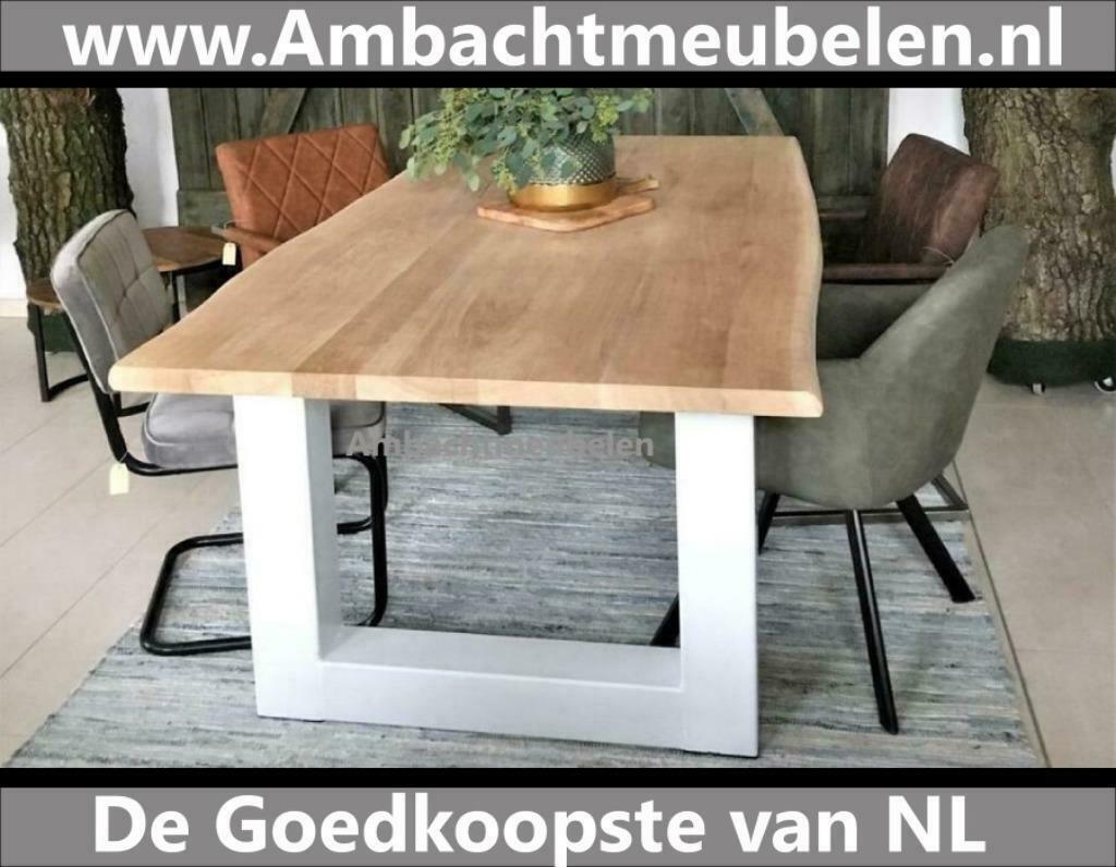 GOEDKOOPSTE Eikenhouten Tafels Boomstam tafels metalen poten, Vijf personen of meer, Teakhout, Rechthoekig, Nieuw