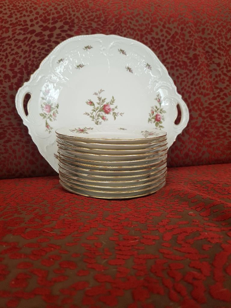 Rosenthal Mosrose elfenbein/Ramona goldrim, Ophalen of Verzenden