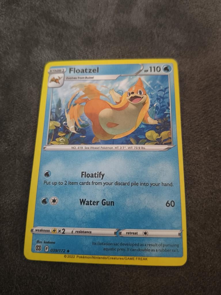 Pokemon Kaart - Floatzel 039/172, Ophalen of Verzenden, Gebruikt, Losse kaart