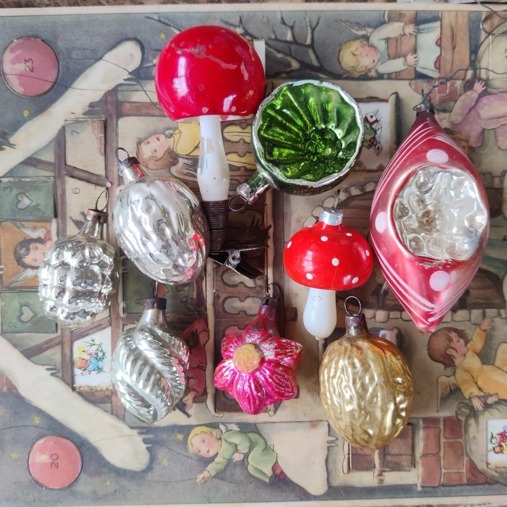 Set oude en antieke kerstballen, Ophalen of Verzenden, Gebruikt
